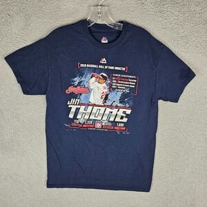 Cleveland Indians Jim Thome T-Shirt Men Medium Blue Majestic MLB Baseball Sports